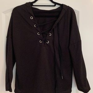 Black hooded sweater